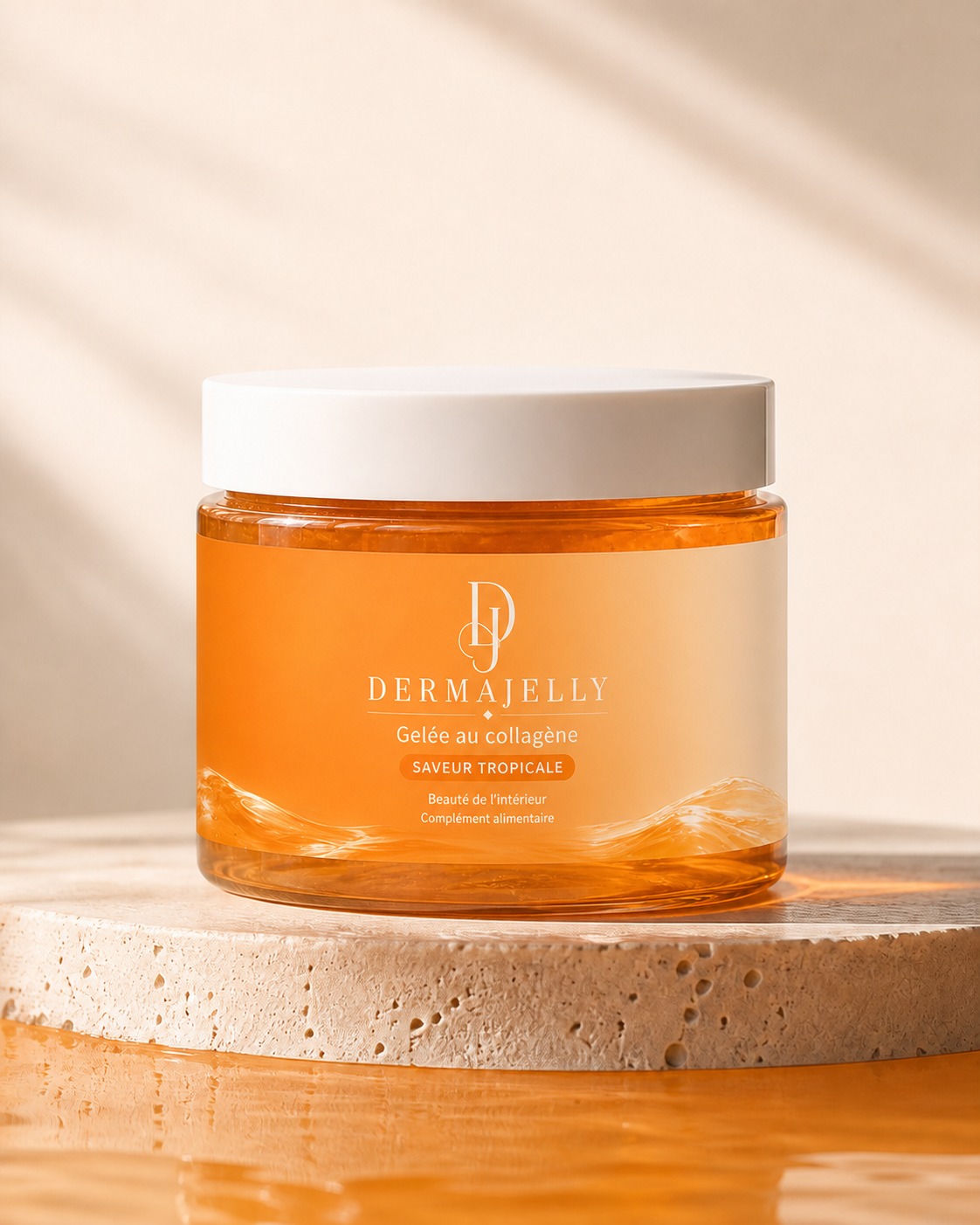 Pot DermaJelly saveur Tropicale, gelée ambrée